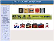 Tablet Screenshot of costofstamps.net